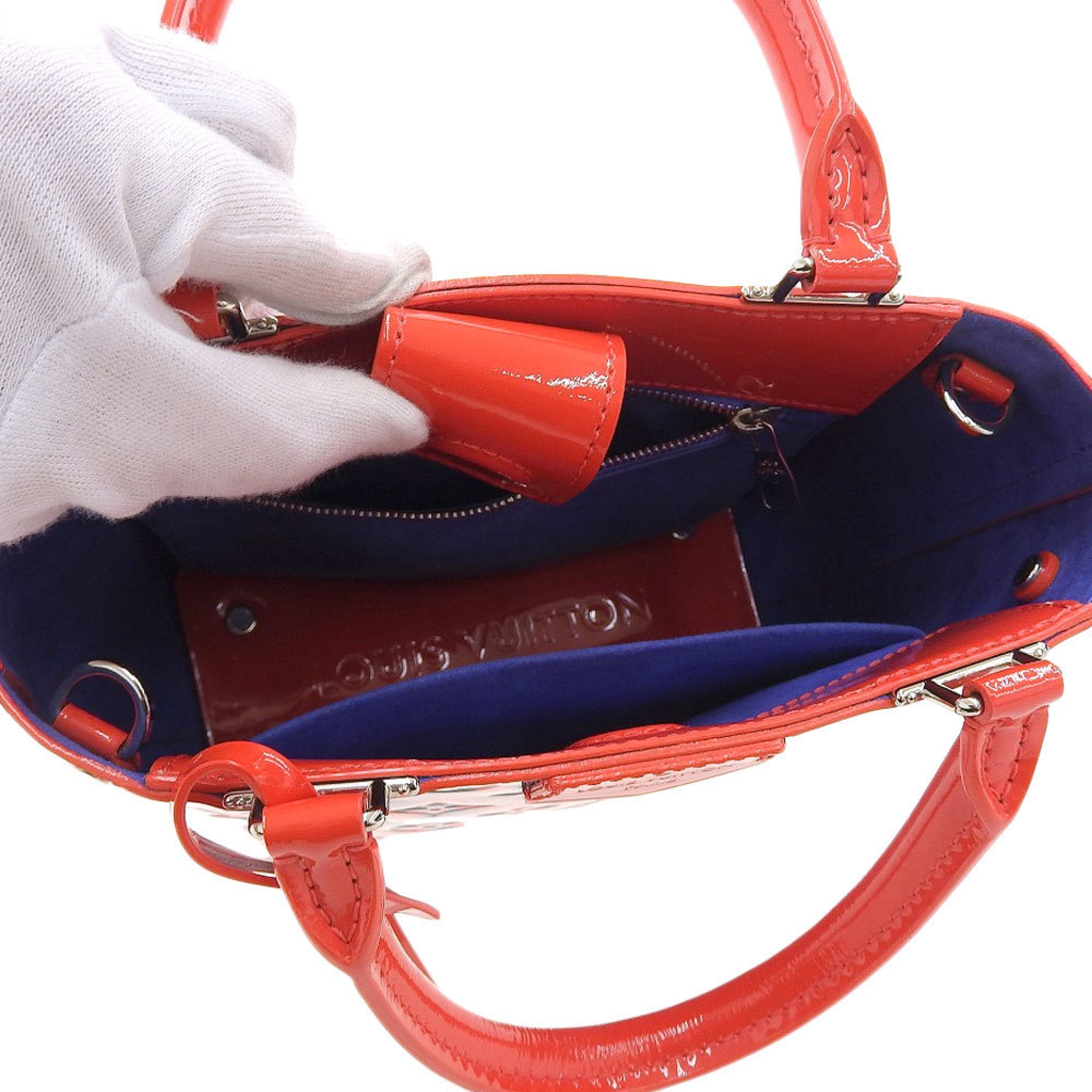 Louis Vuitton Blue Red Color Vernis Leather Tote Bag (Pre-Owned)