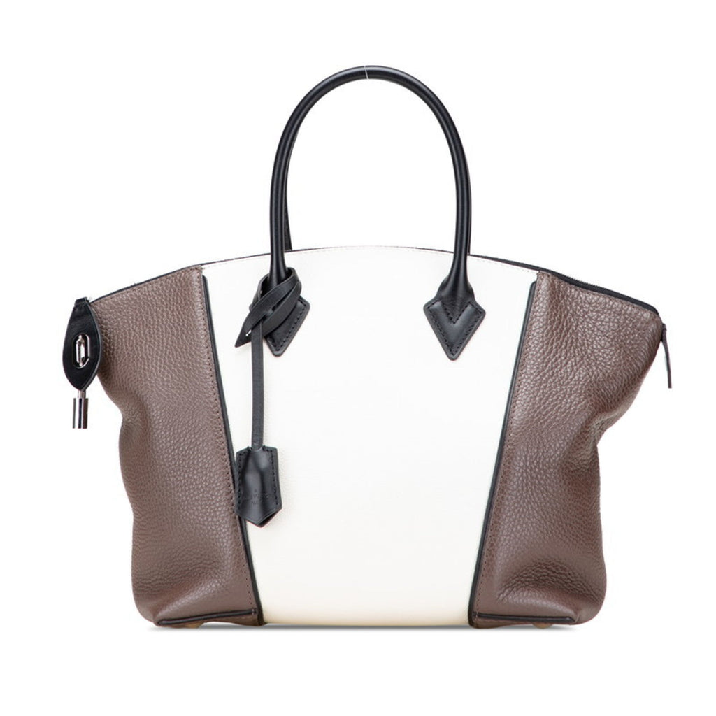 Louis Vuitton Dark Brown Off-White Leather Handbag (Pre-Owned)