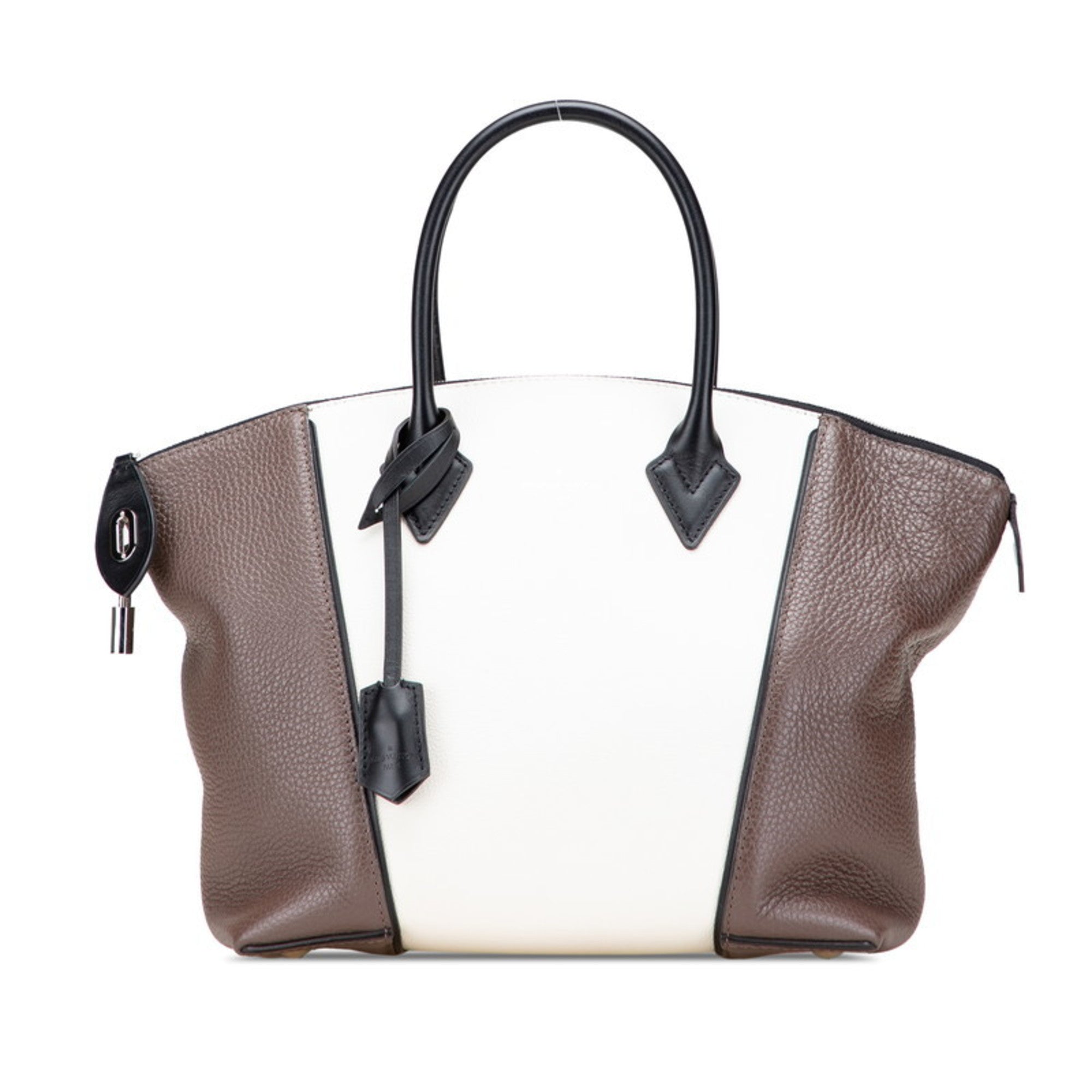Louis Vuitton Dark Brown Off-White Leather Handbag (Pre-Owned)