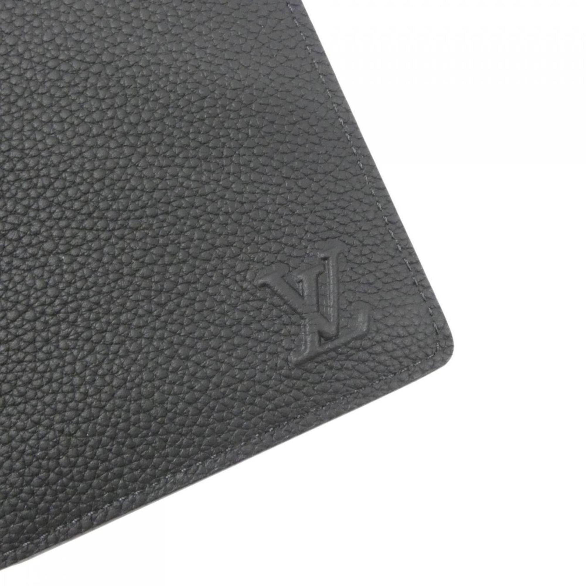 Louis Vuitton Black Leather Long Wallet (Bi-Fold) (Pre-Owned)