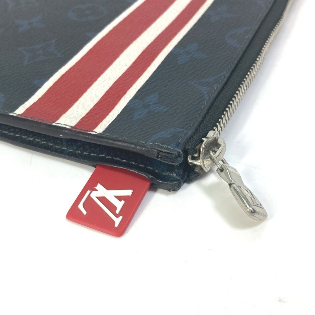 Louis Vuitton Monogram Cobalt Navy Red Color White Clutch Bag (Pre-Owned)