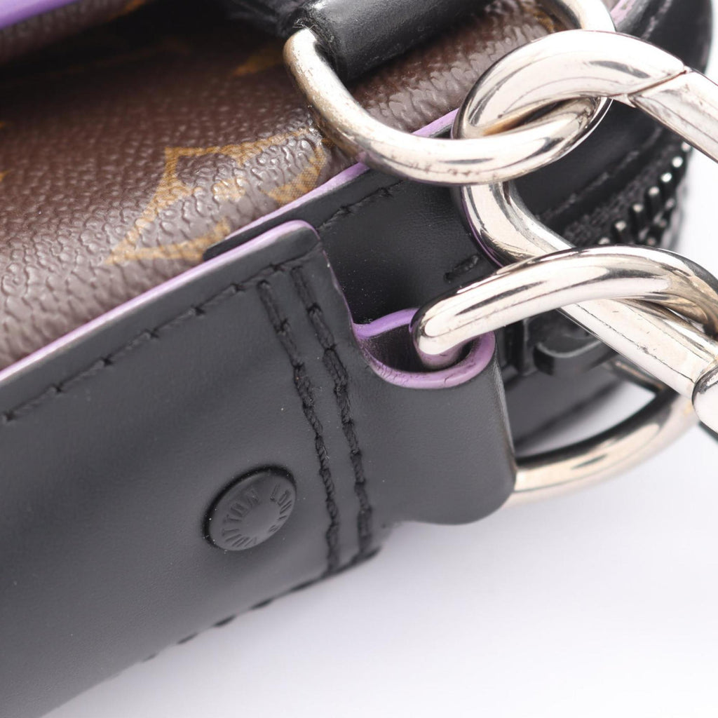 Louis Vuitton Black Brown Monogram Macassar Purple Coated Canvas Shoulder Bag (Pre-Owned)
