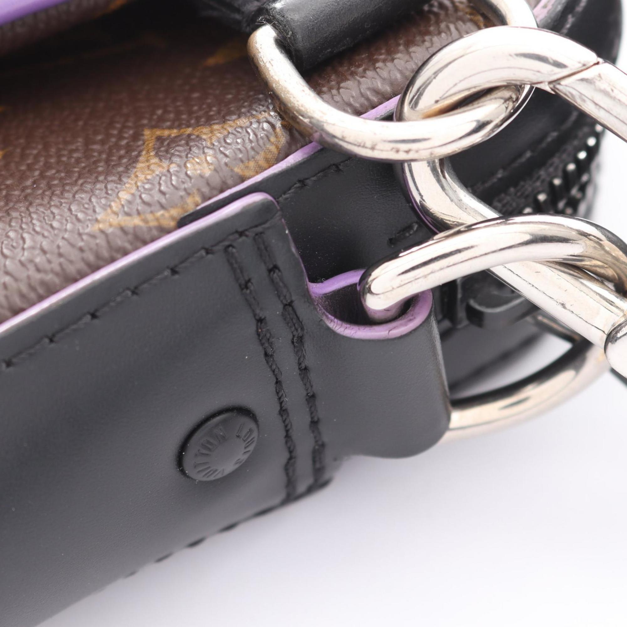 Louis Vuitton Black Brown Monogram Macassar Purple Coated Canvas Shoulder Bag (Pre-Owned)