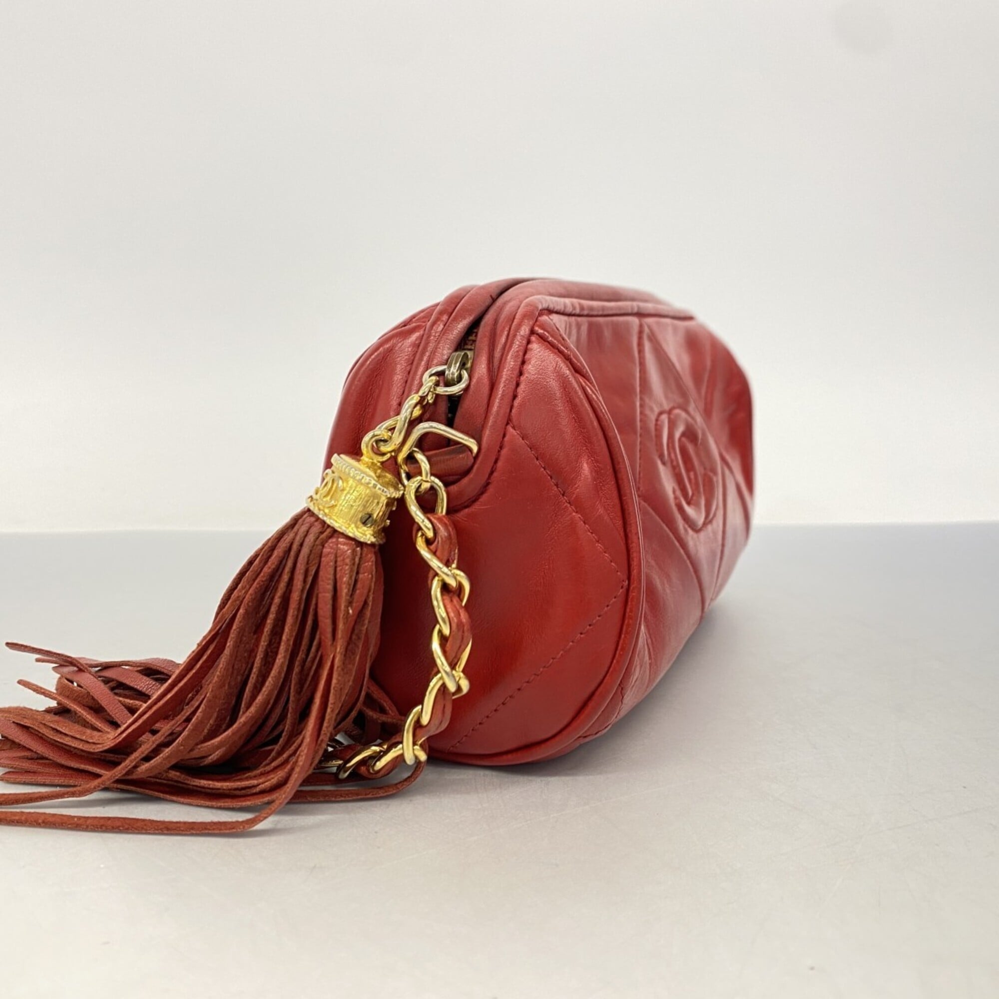 Vintage Diamond CC Barrel Bag Quilted Leather Mini