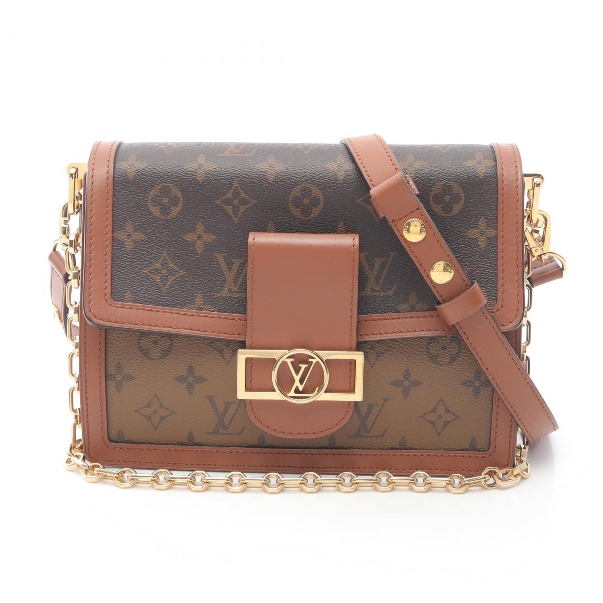 Louis Vuitton Beige Brown Coated Canvas Leather Shoulder Bag (Pre-Owned)