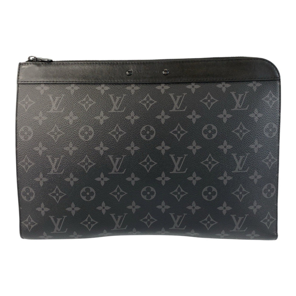 Louis Vuitton Black Gray Pvc Leather Clutch Bag Pochette (Pre-Owned)