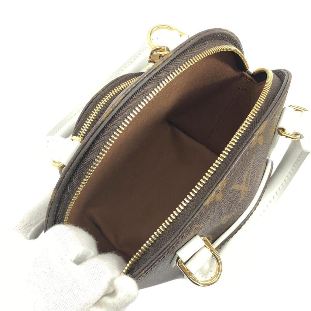 Louis Vuitton Blanc Marron Coated Canvas Leather Handbag Pouch (Pre-Owned)