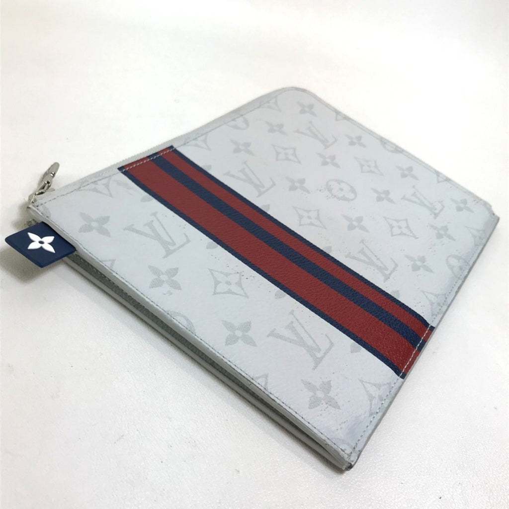 Louis Vuitton Blue Red Color White Monogram Clutch Bag Pochette (Pre-Owned)