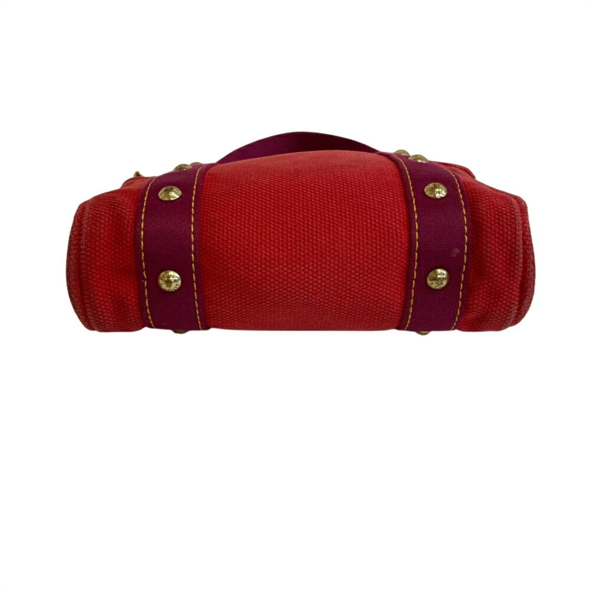 Louis Vuitton Red Color Canvas Handbag (Pre-Owned)