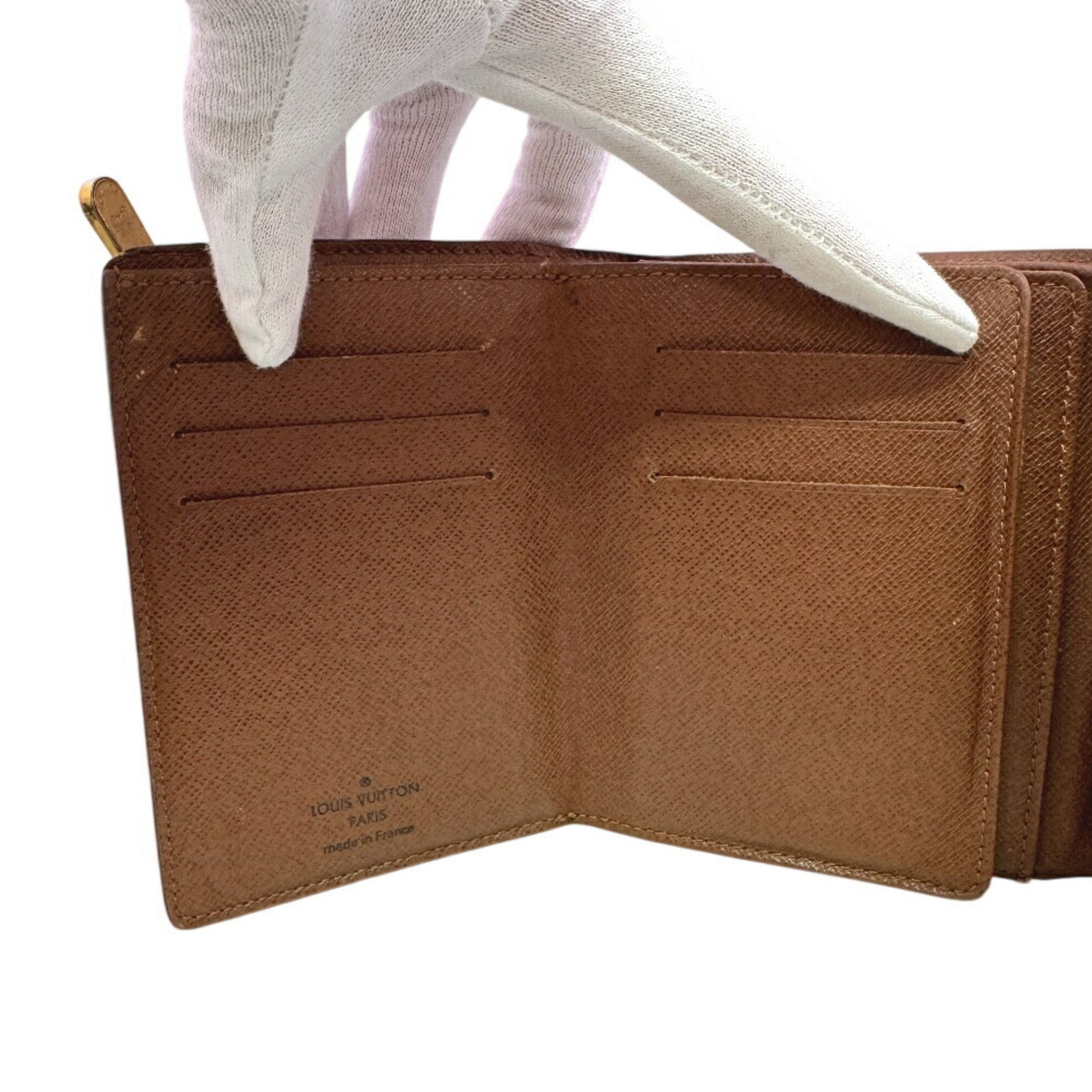 Louis Vuitton Brown Leather Wallet (Tri-Fold) (Pre-Owned)