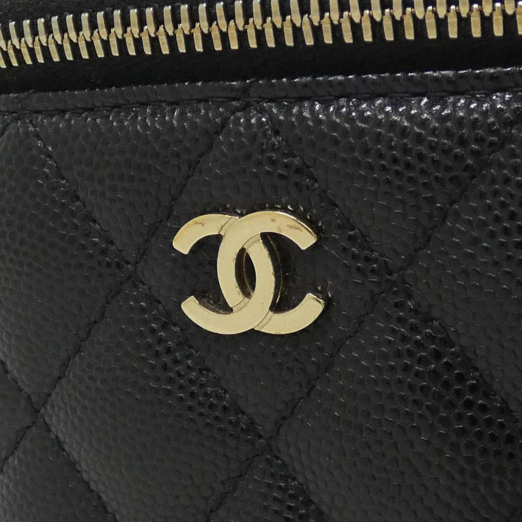 Vertical Classic Vanity Case with Chain Quilted Caviar Small