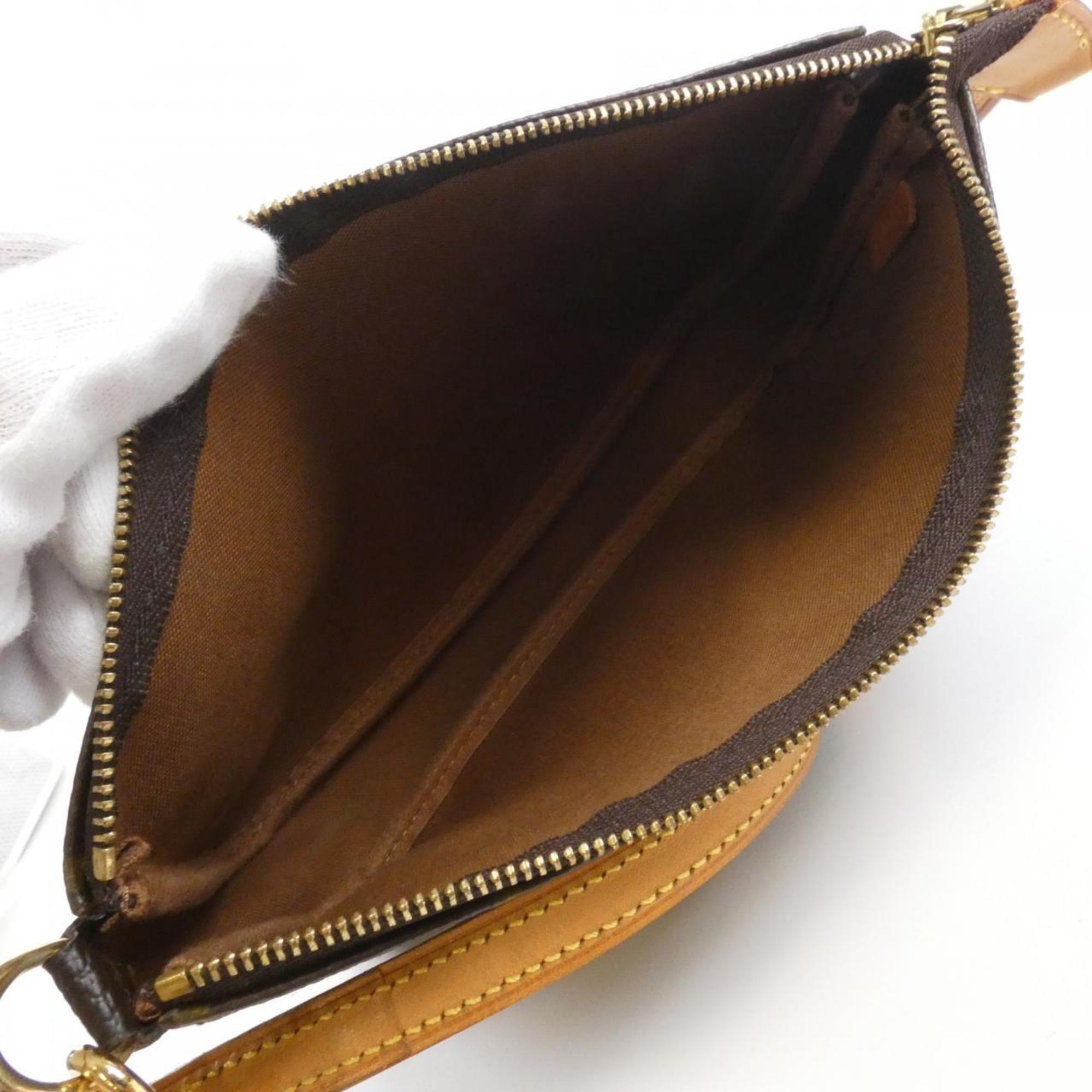 Louis Vuitton Marron Coated Canvas Pochette Pouch (Pre-Owned)
