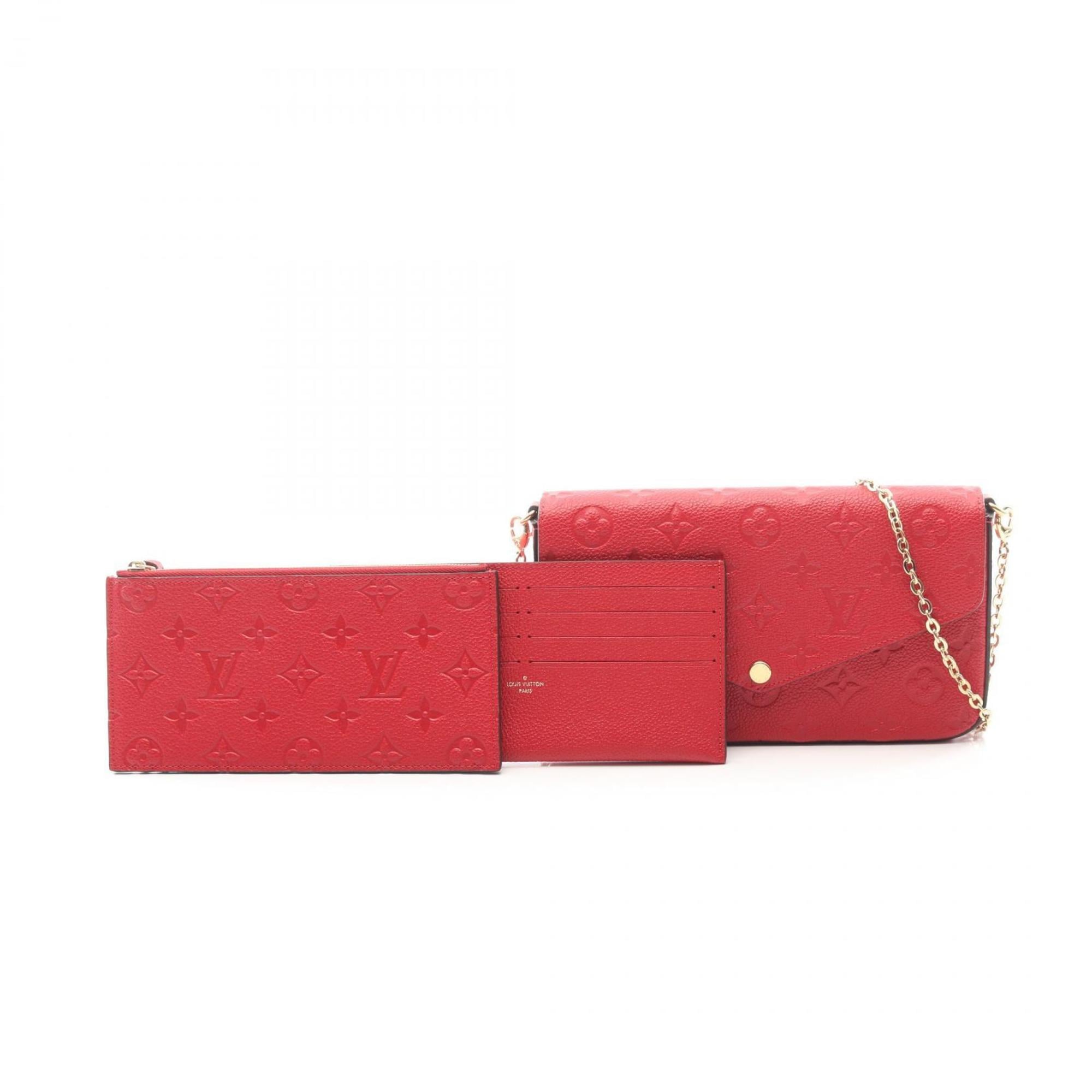 Louis Vuitton Red Color Rouge Monogram Empreinte Leather Pochette Shoulder Bag (Pre-Owned)