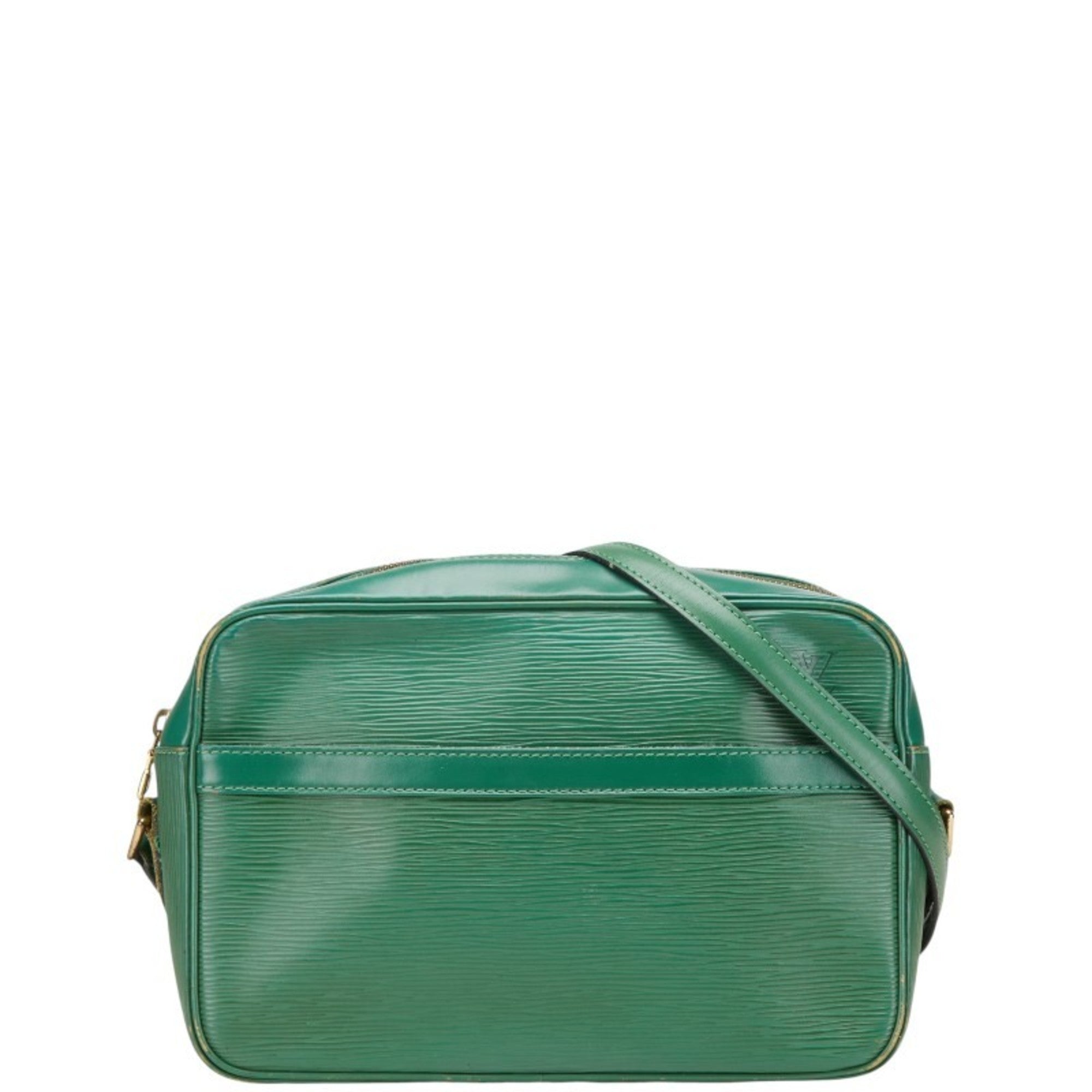 Louis Vuitton Borneo Green Leather Shoulder Bag (Pre-Owned)