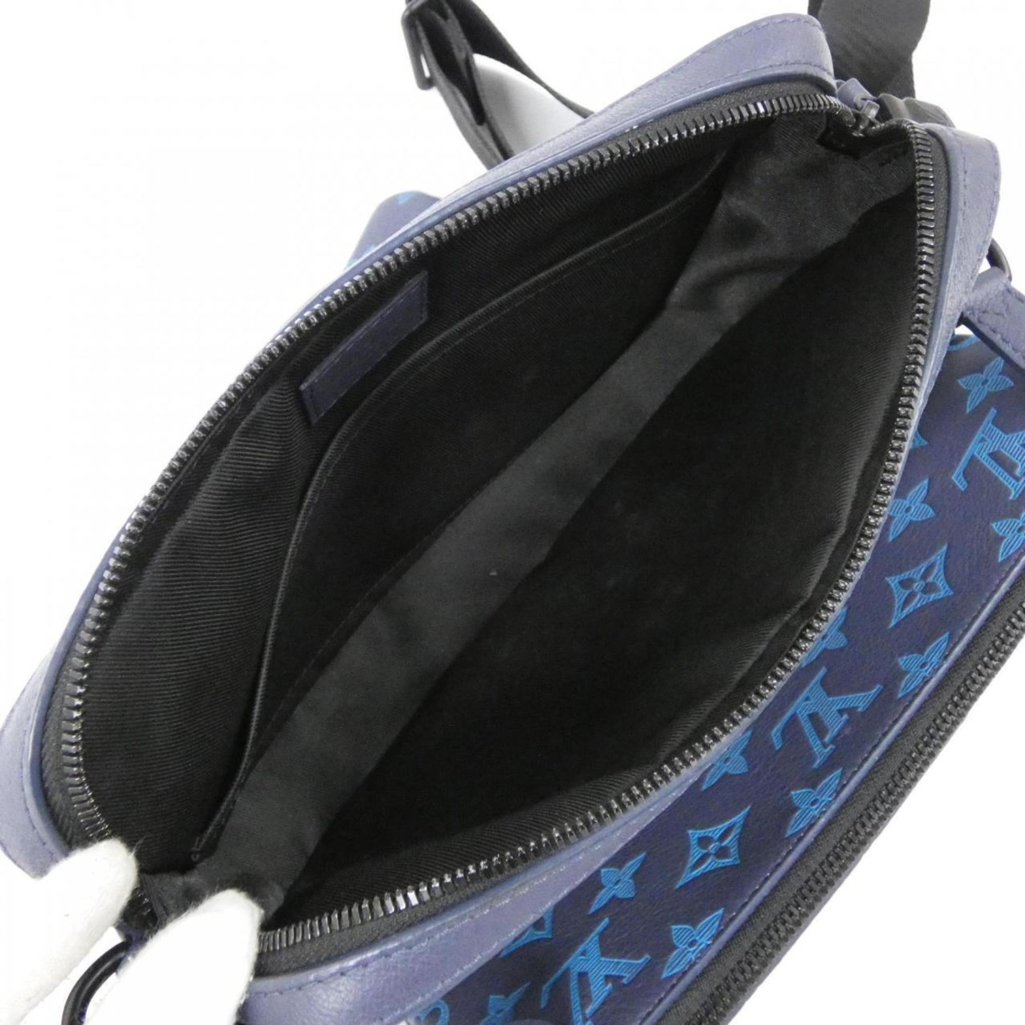 Louis Vuitton Black Blue Leather Shoulder Bag (Pre-Owned)