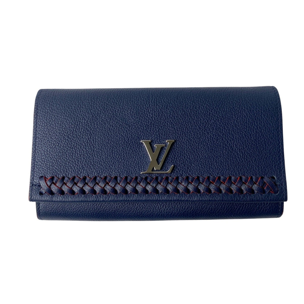 Louis Vuitton Navy Leather Long Wallet (Bi-Fold) (Pre-Owned)