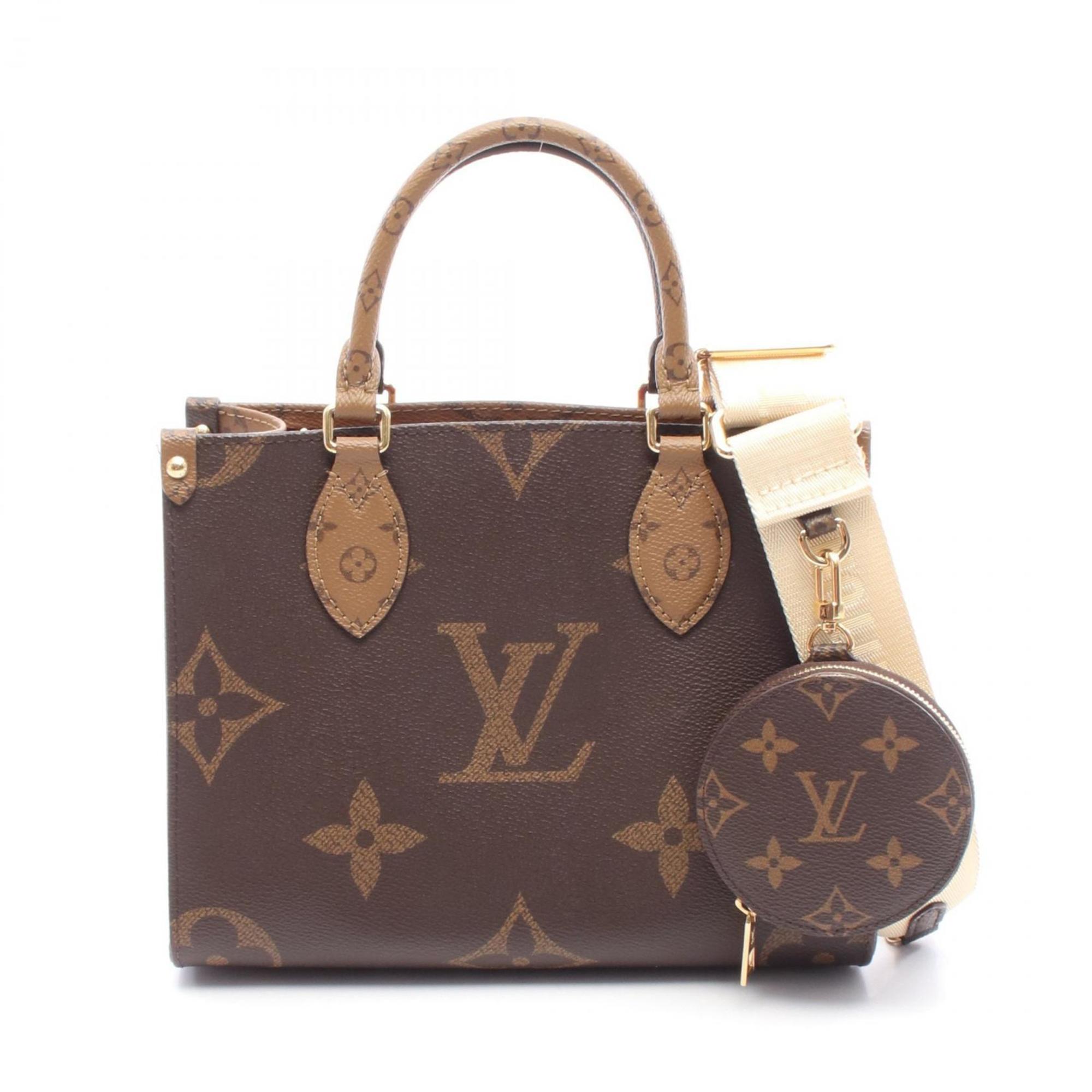 Louis Vuitton Beige Brown Monogram Reverse Coated Canvas Handbag Pouch (Pre-Owned)