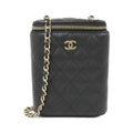 Vertical Classic Vanity Case with Chain Quilted Caviar Small