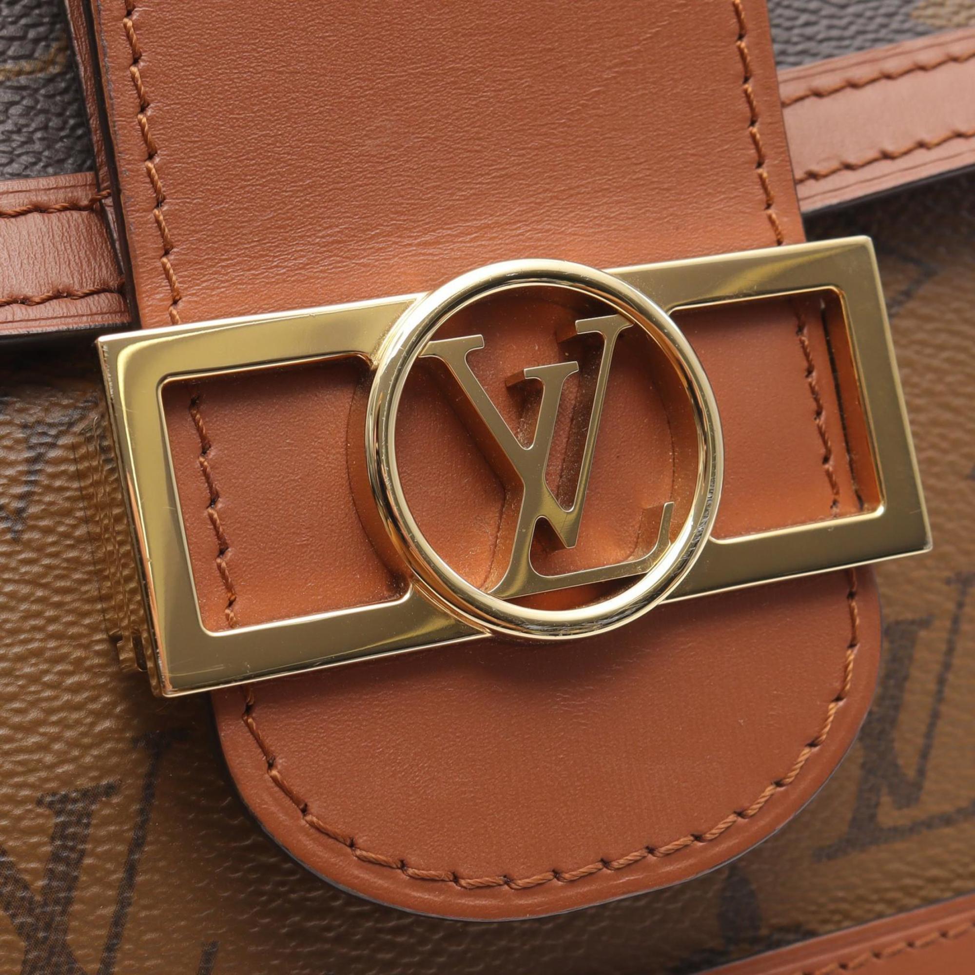 Louis Vuitton Beige Brown Coated Canvas Leather Shoulder Bag (Pre-Owned)