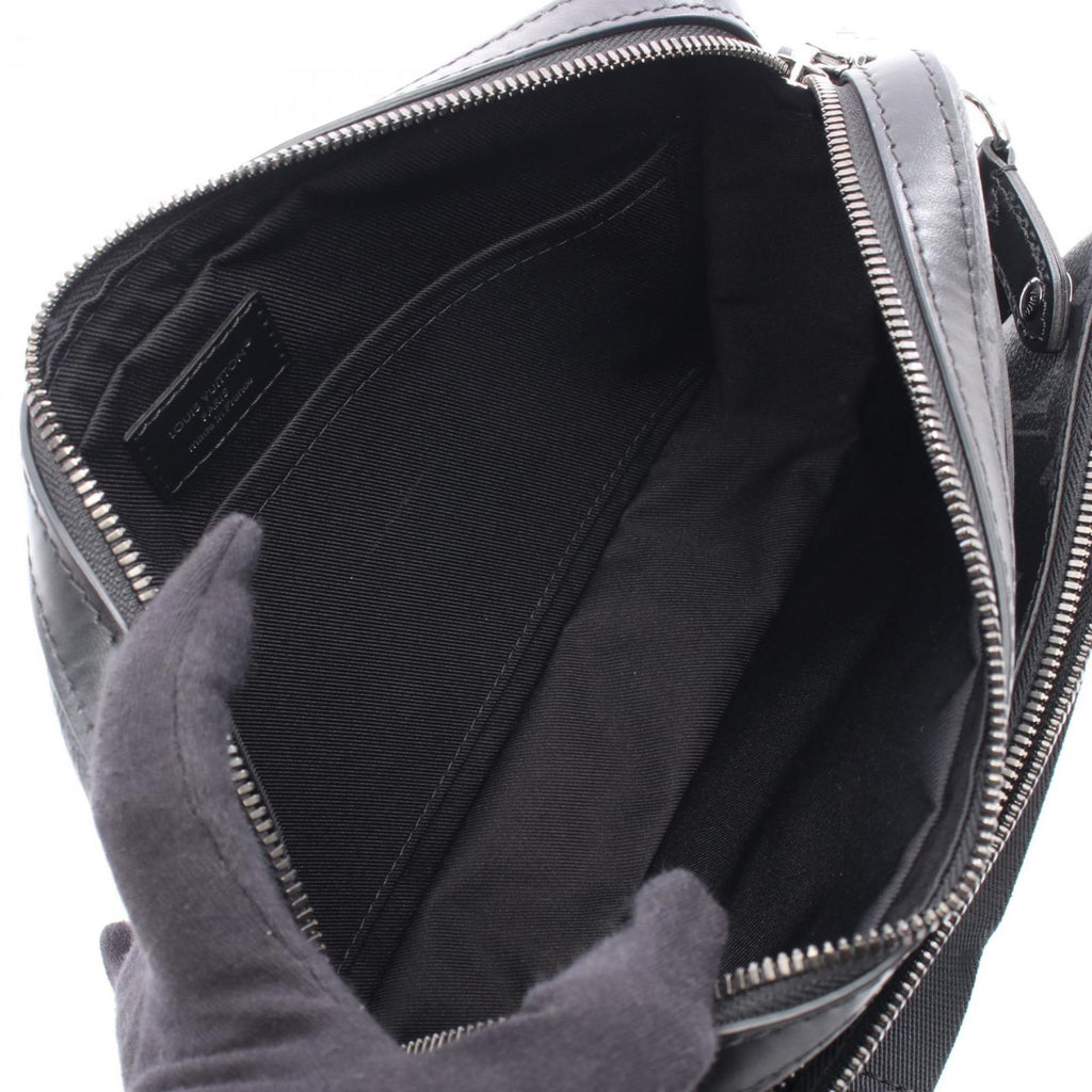 Louis Vuitton Black Gray Coated Canvas Leather Shoulder Bag (Pre-Owned)