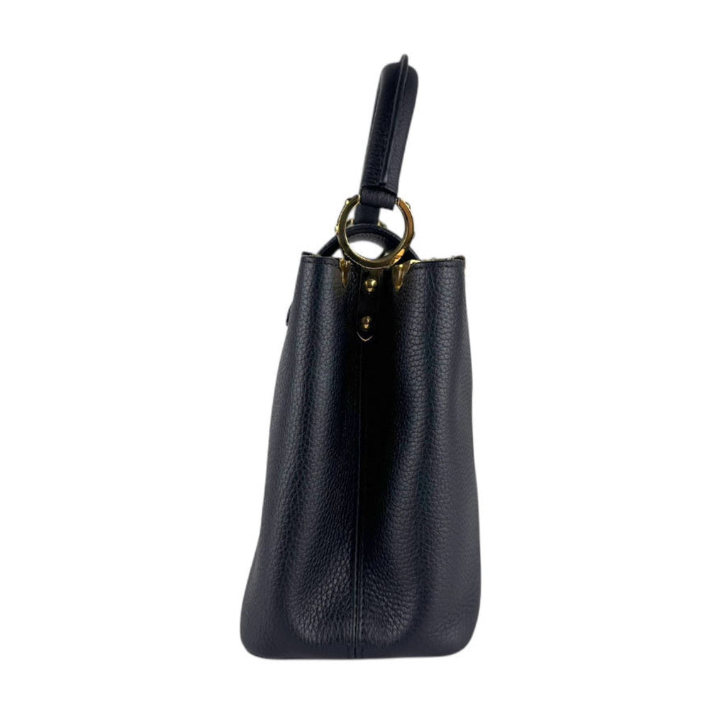 Louis Vuitton Noir Leather Handbag Shoulder Bag (Pre-Owned)