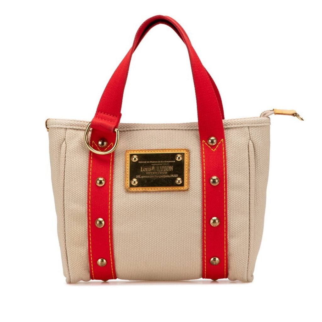 Louis Vuitton Antigua Beige Red Color Canvas Handbag (Pre-Owned)