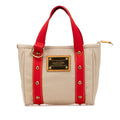 Louis Vuitton Antigua Beige Red Color Canvas Handbag (Pre-Owned)