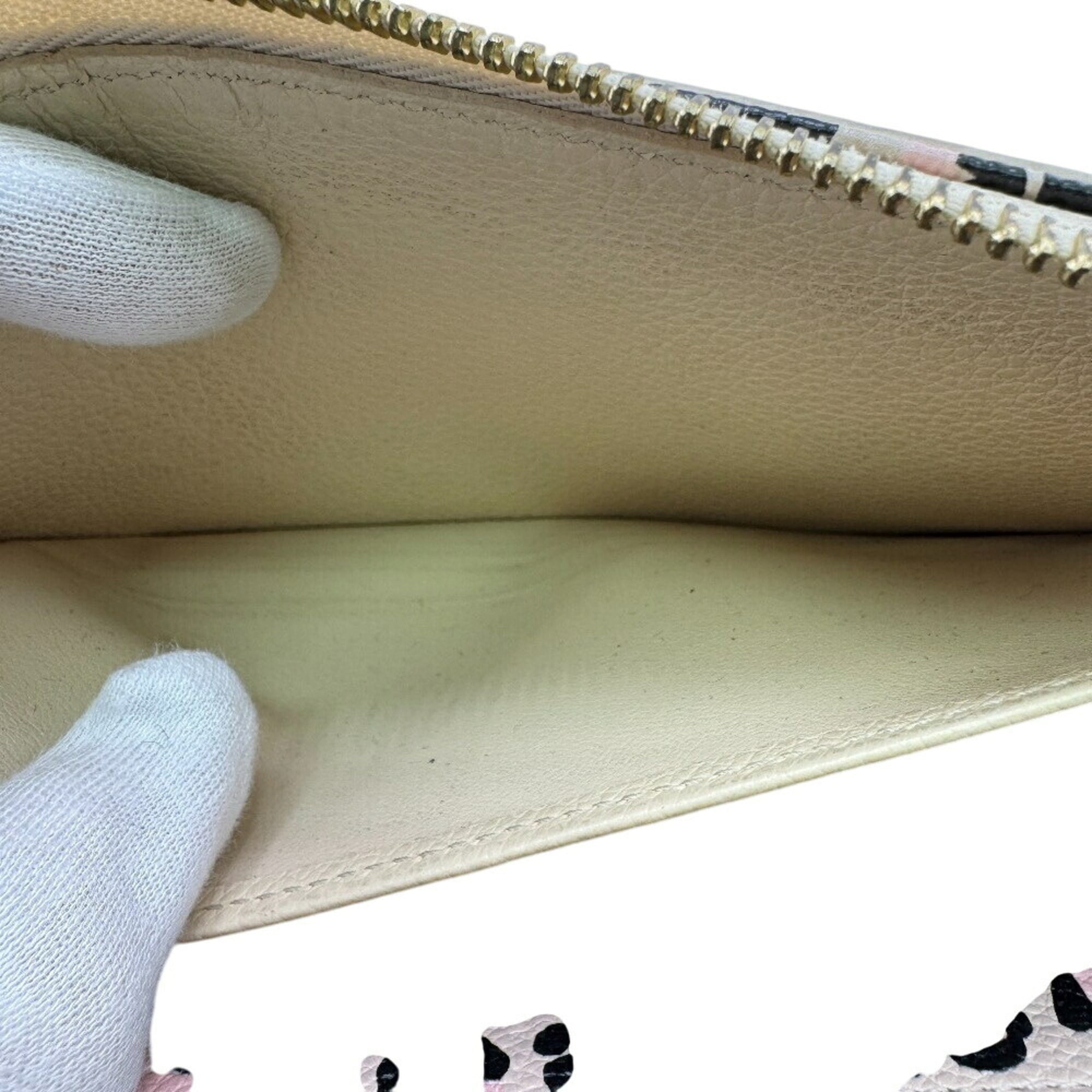 Louis Vuitton Beige Leather Long Wallet (Bi-Fold) (Pre-Owned)