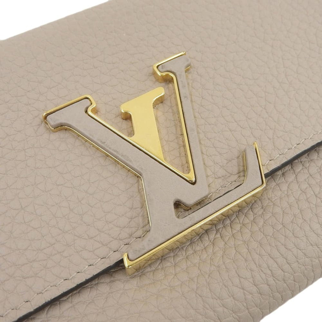 Louis Vuitton Beige Leather Long Wallet (Bi-Fold) (Pre-Owned)