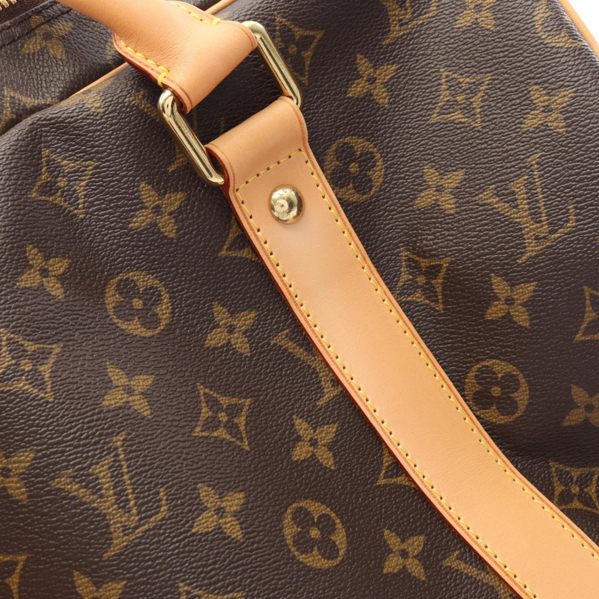 Louis Vuitton Brown Coated Canvas Leather Boston Bag (Pre-Owned)