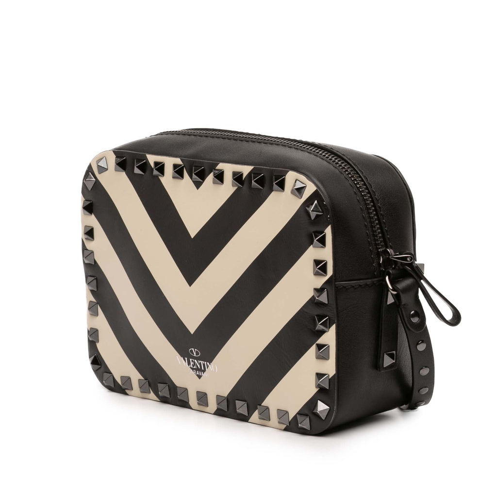 Rockstud Camera Crossbody Bag Striped Leather