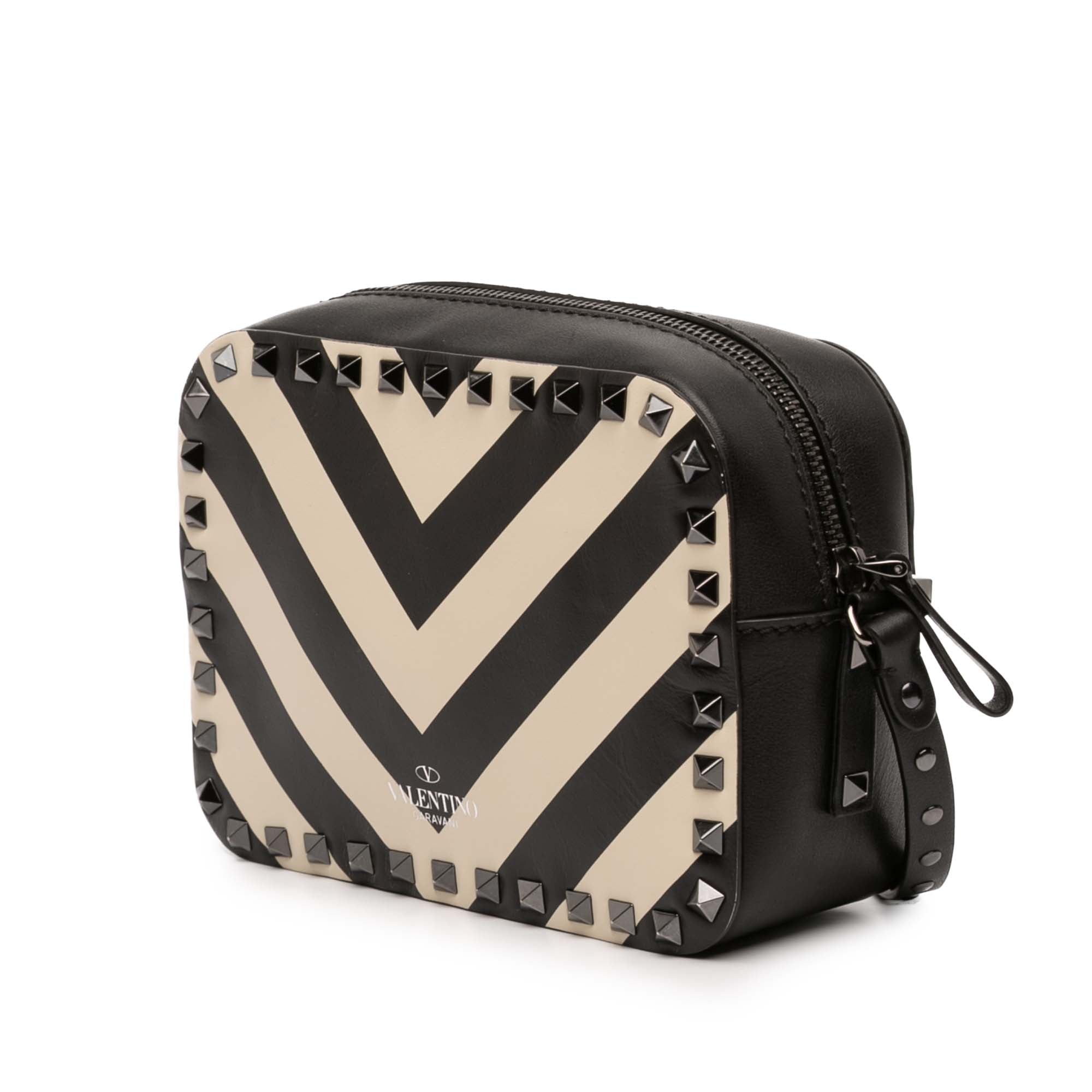Rockstud Camera Crossbody Bag Striped Leather