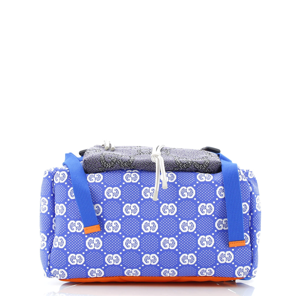 Panelled Double Buckle Backpack GG Jacquard Nylon and Rubber Large