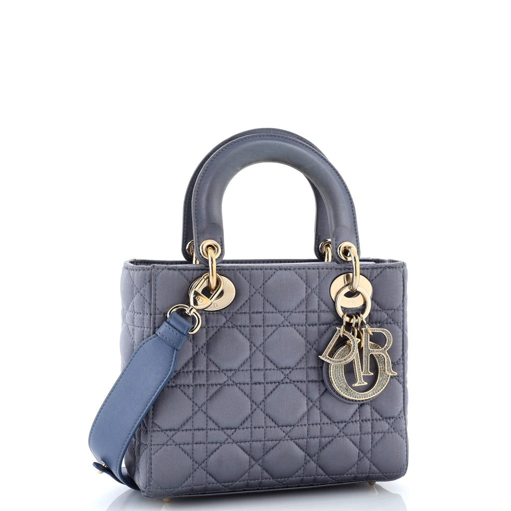 My ABCDior Lady Dior Bag Cannage Quilt Satin with Crystal Charms