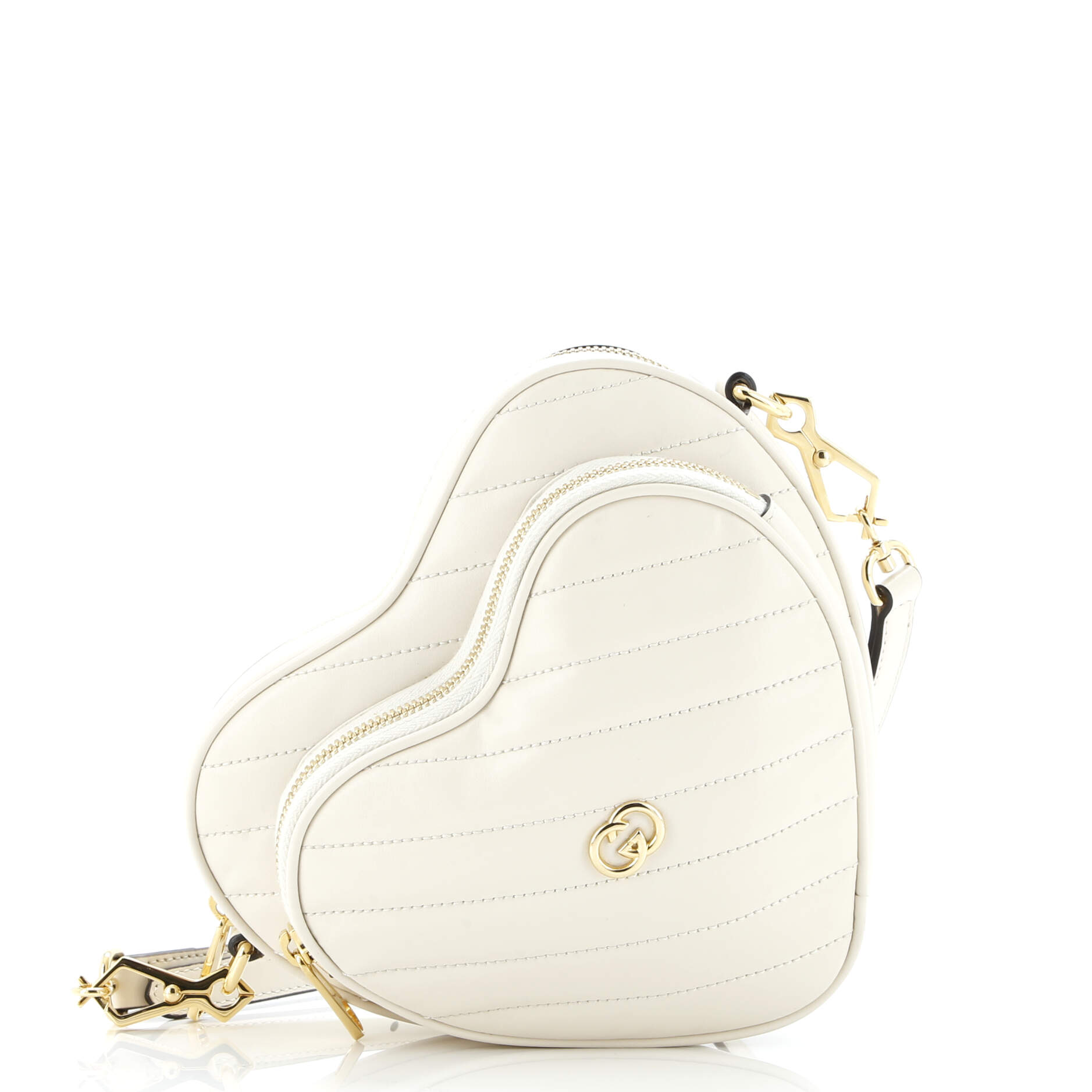 Interlocking G Heart Shoulder Bag Diagonal Quilted Leather Mini