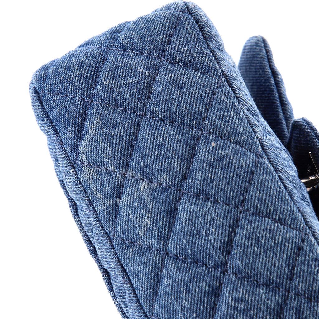 Square Classic Single Flap Bag Quilted CC Printed Denim Mini