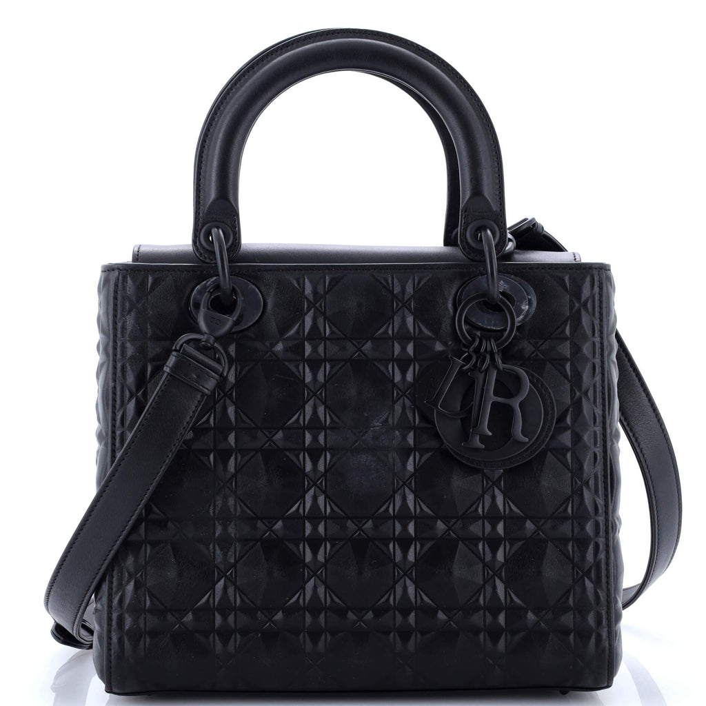 Lady Dior Bag Diamond Motif Cannage Calfskin Medium