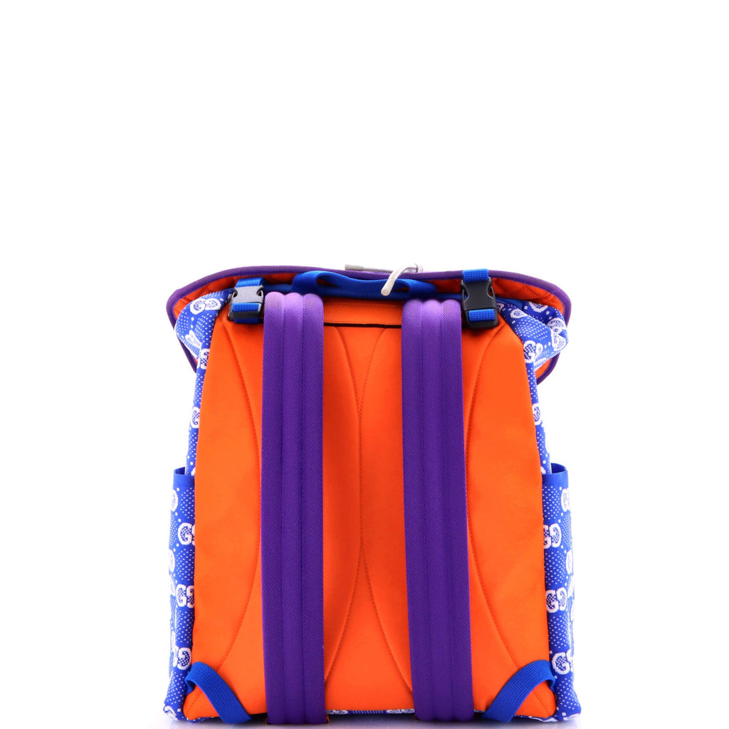 Panelled Double Buckle Backpack GG Jacquard Nylon and Rubber Large
