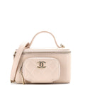 Business Affinity Top Handle Vanity Case with Chain Quilted Caviar Small