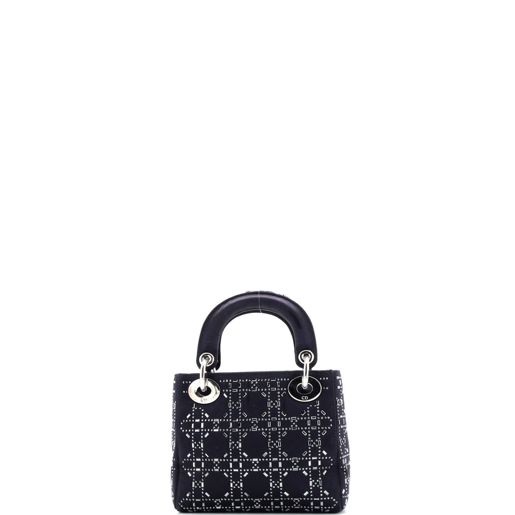 Lady Dior Bag Crystal Embellished Cannage Quilt Satin Mini