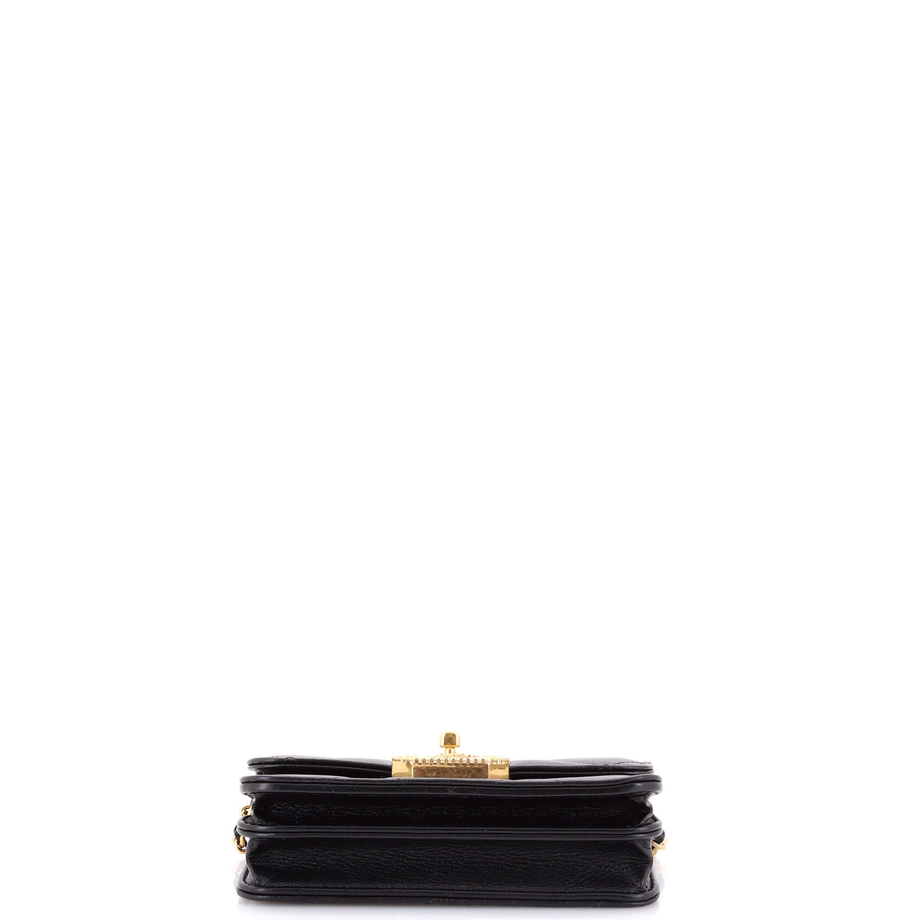 Crystal Geometric Frame CC Clutch with Chain Quilted Calfskin