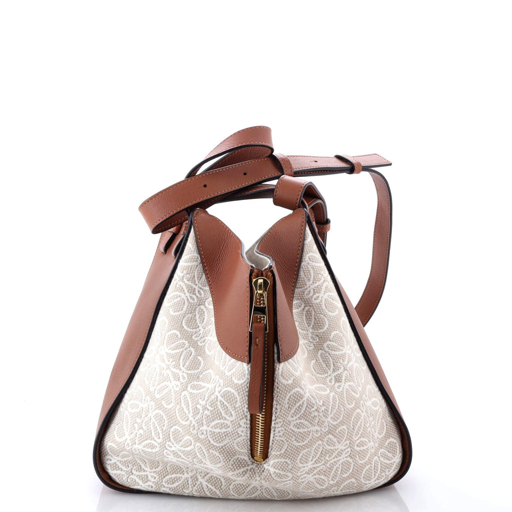 Hammock Bag Leather and Anagram Jacquard Small