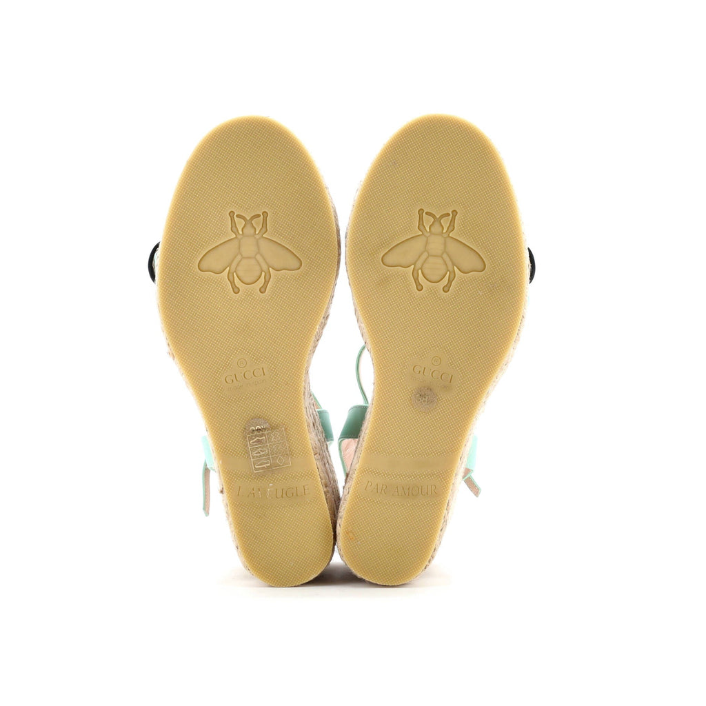 Women's GG Marmont Wedge Espadrille Sandals Leather