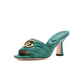 Women's Marmont Slide Heeled Sandals Matelasse Leather