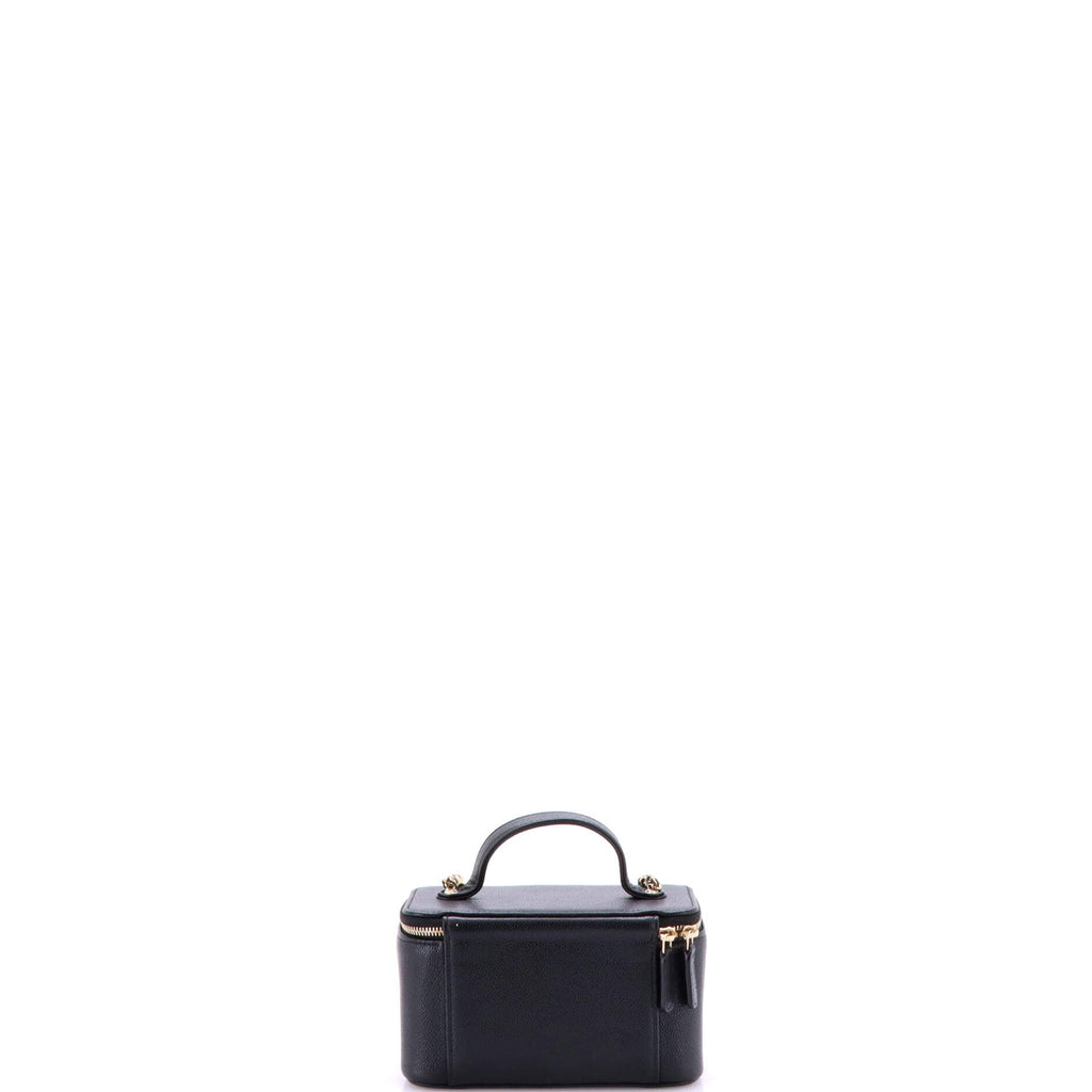 Business Affinity Top Handle Vanity Case with Chain Quilted Caviar Small