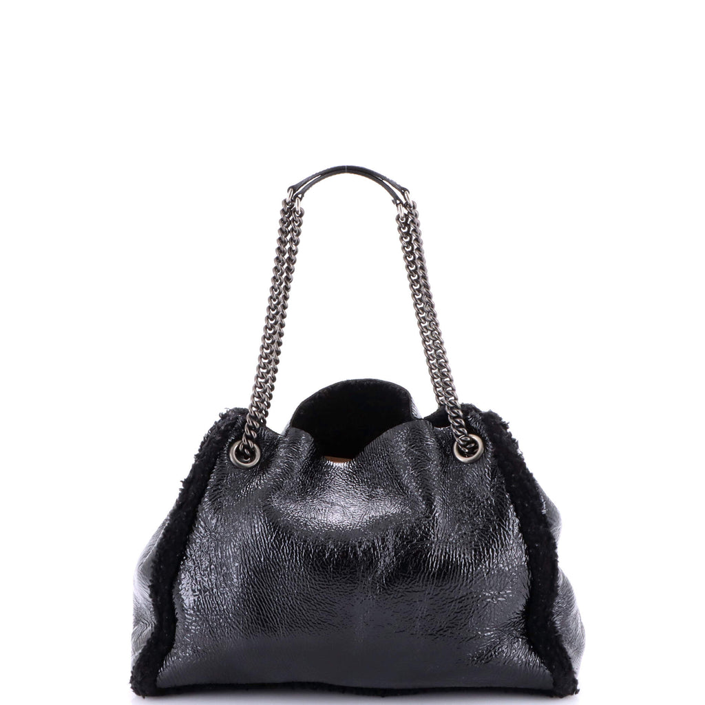 Soho Chain Strap Shoulder Bag Patent and Shearling Medium