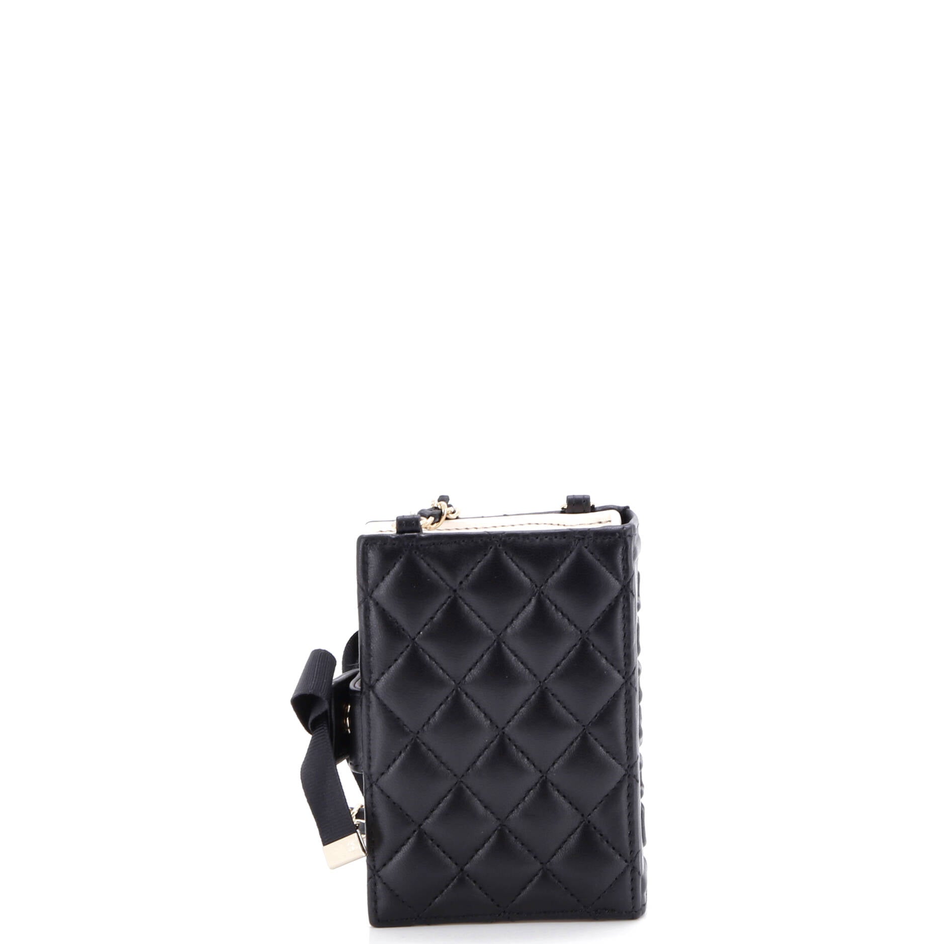 CC Book Card Holder with Chain Quilted Lambskin