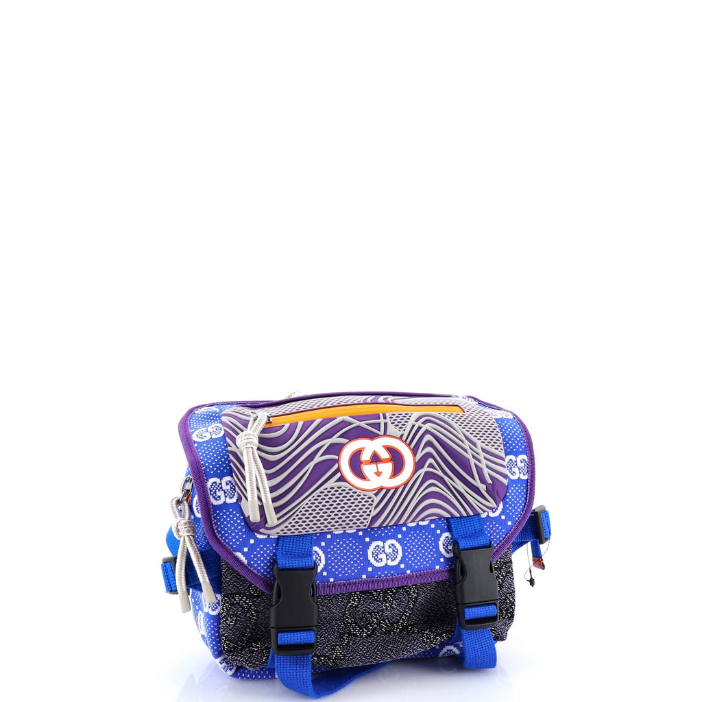 Buckle Flap Chest Strap Backpack GG Fabric with Rubber