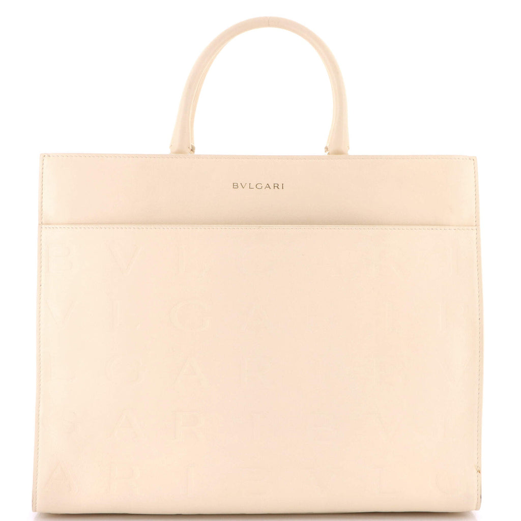 Logo Convertible Tote Embroidered Leather Medium