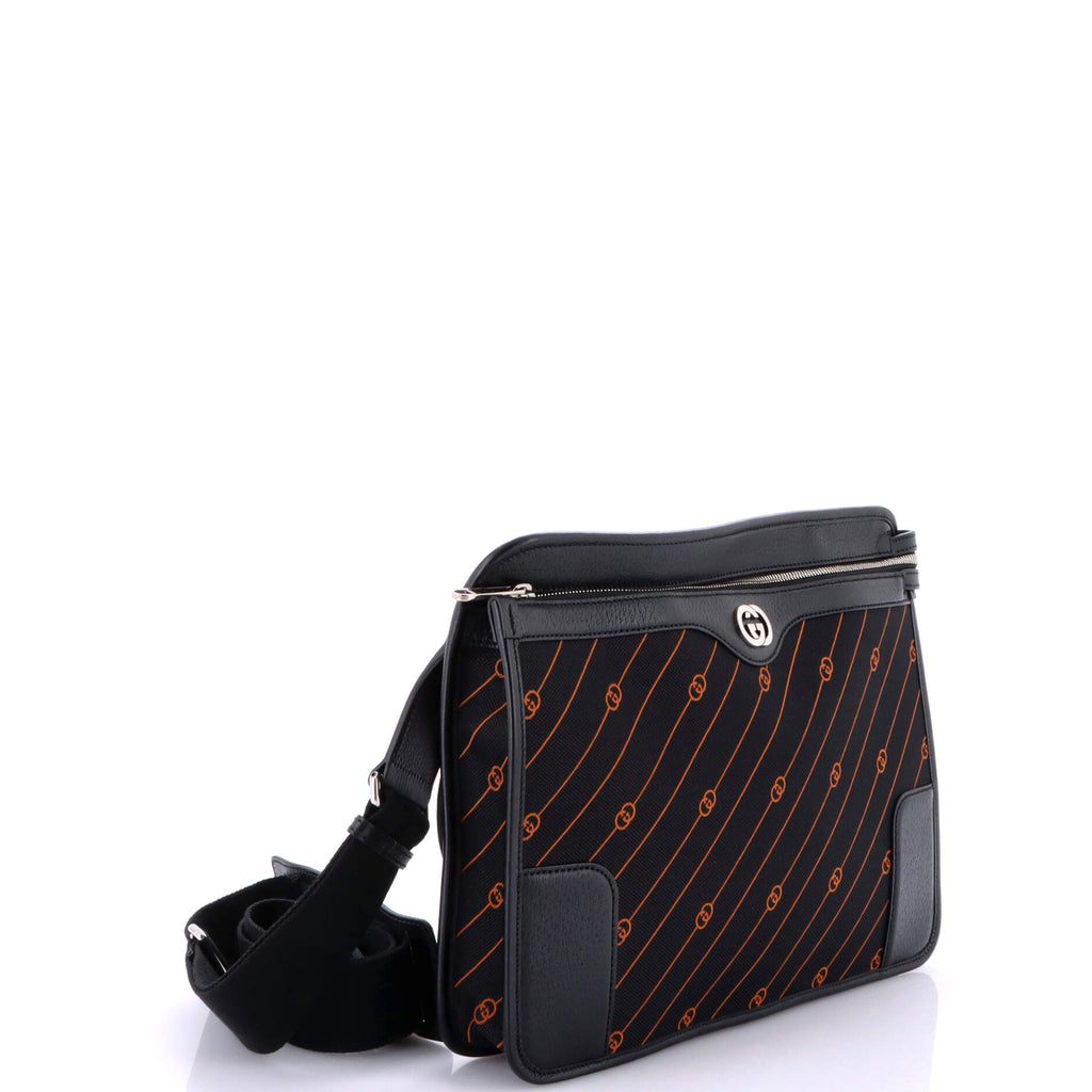 Interlocking G Messenger Bag GG Jacquard with Leather